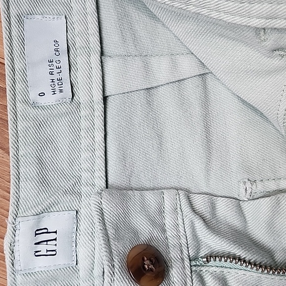 GAP High Stride Wide-Leg Ankle Khakis in Frothy Aqua Blue - Picture 8 of 14